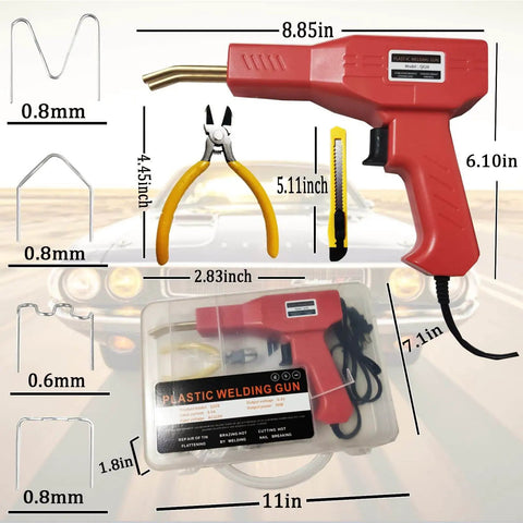 110V Plastic Welding Machine 50W Auto Bumper Repair Kit with Flat Corner Outside Corner Inside Corner Wave Staples and Knife