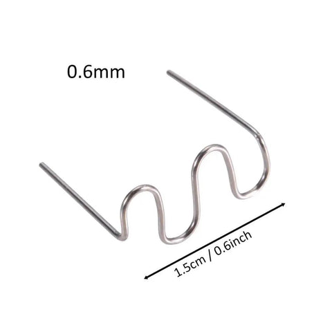 0.6mm plastic welding staple from the Plastic Welding Staples Kit With 1000 Pcs Wave Shape Staples, shown with dimensions.