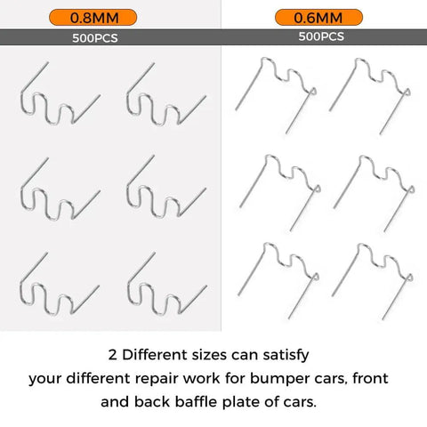 Plastic Welding Staples Kit With 1000 Pcs Wave Shape Staples In 0.8mm And 0.6mm Sizes for car bumpers and repairs