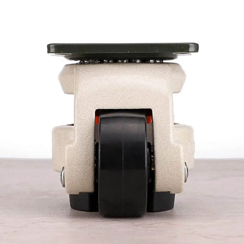 Front view of Plate Mounted Retractable Workbench Casters FM 60F with rubber pad leveling wheels for heavy-duty use