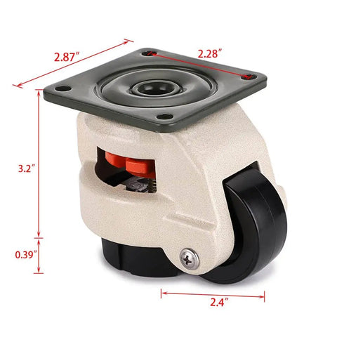 Plate Mounted Retractable Workbench Casters FM 60F With Rubber Pad Leveling Wheels Heavy Duty Each Supports 551 Lbs Pack Of Four