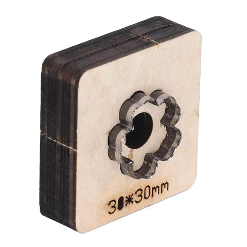 Plum Blossom Shaped Leather Die Cutter 4 Piece Set For Handmade DIY Leather Craft with wooden base and alloy steel build, 30x30mm
