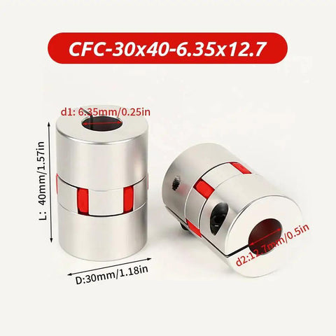 Plum Flexible Shaft Coupling 6.35mm To 12.7mm Bore 30mm Diameter 40mm Length Aluminum Alloy Body With Polyurethane Damping