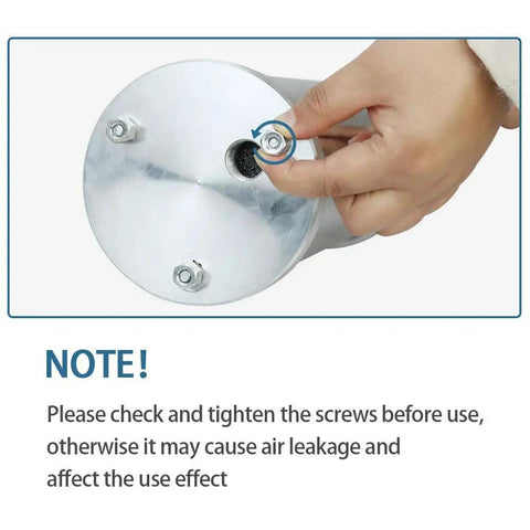 Hand tightening screw on Portable High Pressure Kinetic Toilet Plunger Air Blaster Pump for safety and efficiency.