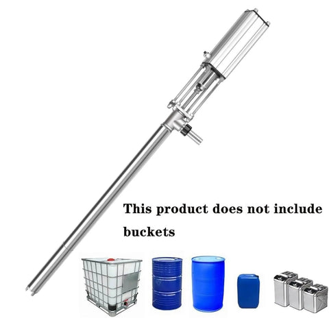 LHQYA 95cm Stainless Steel Pneumatic Chemical Pump, Pneumatic Piston Pump, Flow: 10L/min shown with container options