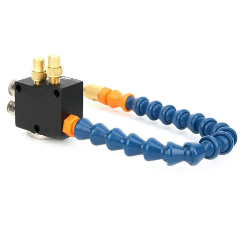 Universal Pneumatic Thin Mist Coolant Sprayer For CNC Engraving And Metalworking Machines, brass nozzle close-up