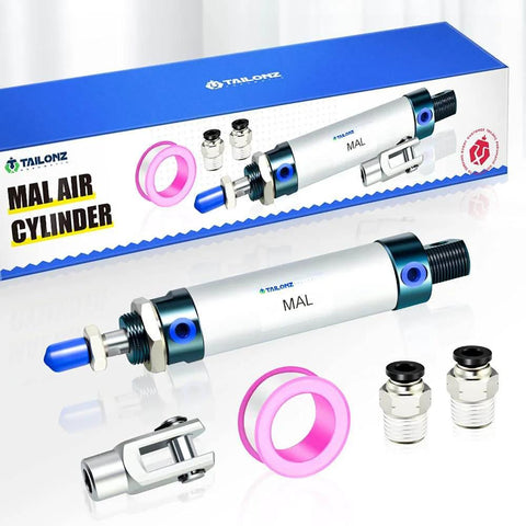PNEUMATIC 25mm Bore 150mm Stroke Air Cylinder Double Action with Y Connector and 2Pcs 6mm Fitting MAL25x150 with packaging