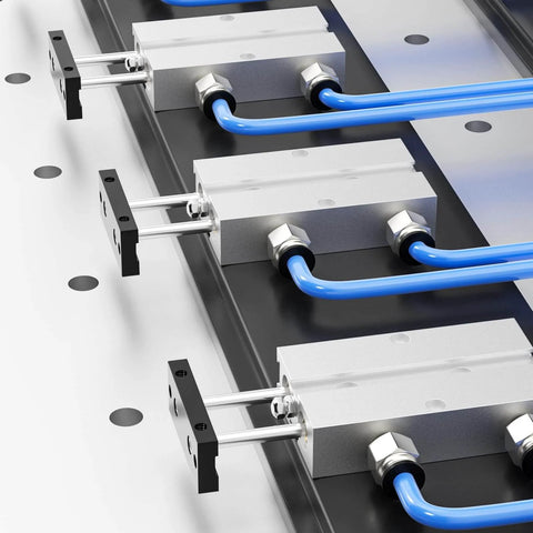 Installed PNEUMATIC 20mm Bore 100mm Stroke Double-Rod Double-Acting Aluminum Pneumatic Air Cylinder TN20-100 with tubing