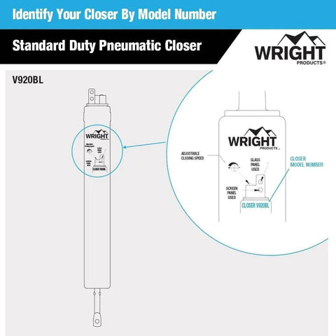 Diagram of Standard Duty Pneumatic Screen and Storm Door Closer, Black, showing model number identification.