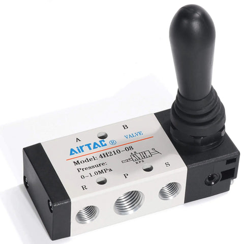 Five Port Two Position Hand Lever Pneumatic Valve 4HA210-08 With Spring Return Manual Control Direct Acting Air Inlet