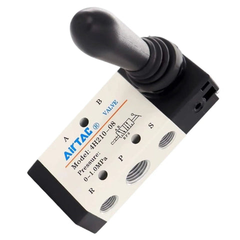 Five Port Two Position Hand Lever Pneumatic Valve 4HA210-08 With Spring Return Manual Control Direct Acting Air Inlet