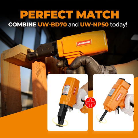 Pneumatic Nail Puller Denailer for Reclaimed Wood Pallets Fences Barn Wood and Decks with lightweight aluminum body, 80-120 PSI, shown in use