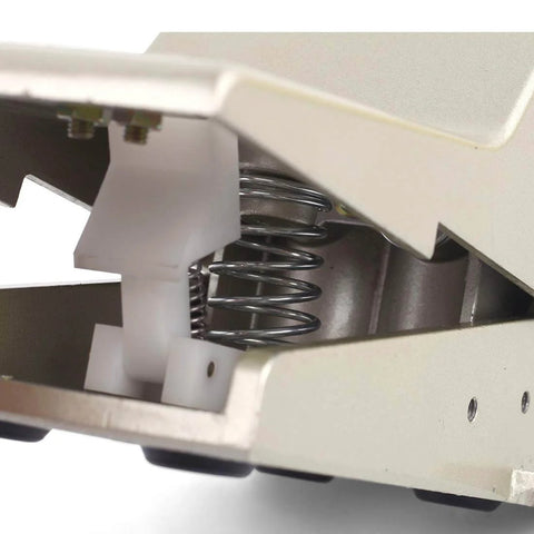 Close-up of 1/4" NPT Latching Pneumatic Foot Operated Pedal Valve Switch 5 Way 2 Position with Protective Shield FOV-N320AC mechanism.