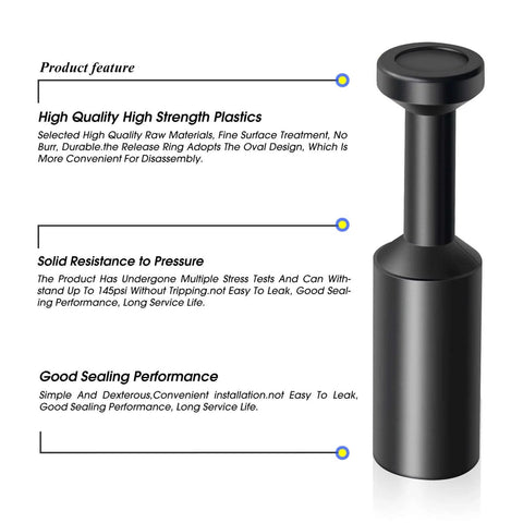 Quarter Inch Push To Connect Pneumatic Fitting Plug Made From PBT Resin Plastic Black No Fuss Quick Install 0 To 145 Psi