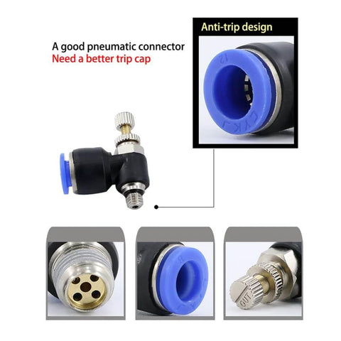 1PCS Pneumatic quick connect connector air speed regulating valve Accelerator valve,SL12-01 with anti-trip design details