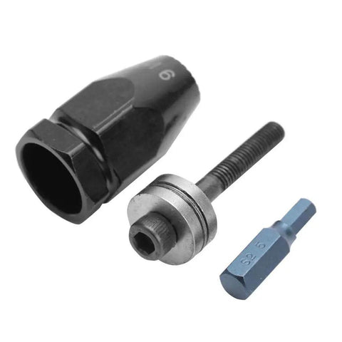 Pneumatic Rivet Nut Head Set For Air Riveters M5 M6 M8 M10, Four Size Kit with hex straight shank close-up view