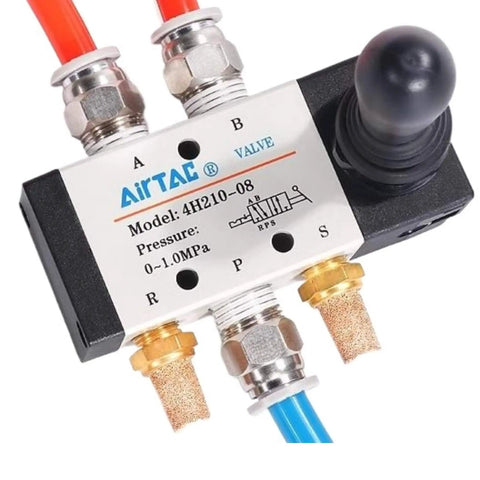 Five Port Two Position Hand Lever Pneumatic Valve 4HA210-08 With Spring Return Manual Control Direct Acting Air Inlet