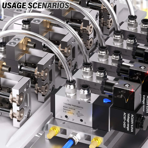PNEUMATIC Male Straight 1/4 Inch Tube OD x 1/4 Inch NPT Thread Push to Connect Fitting PC-1/4-N2 installed in machinery setup