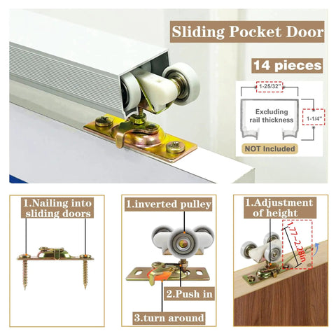 Two Pack Pocket Door Frame Roller Set For Sliding Doors Top Hanger Rollers For Johnson Hardware Kit 1125 And 1500 detail view