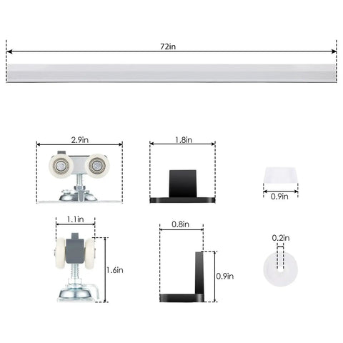 Pocket Door Hardware And Track Kit With 72 Inch Aluminum Box Rail For 24 To 36 Inch Wide Single Door Commercial Grade