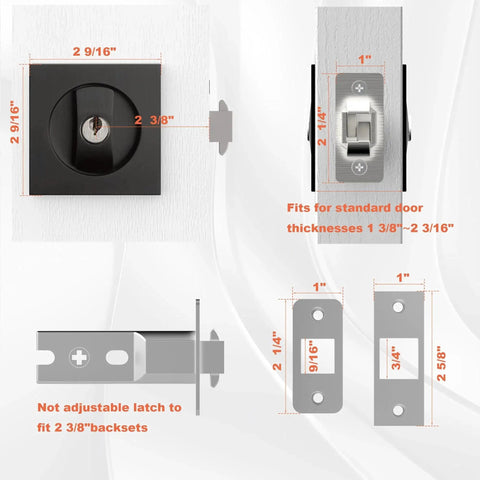 Front view of Indicator Pocket Door Lock Set for 1 3/8 to 2 3/16 inch doors with flush privacy latch in stainless steel