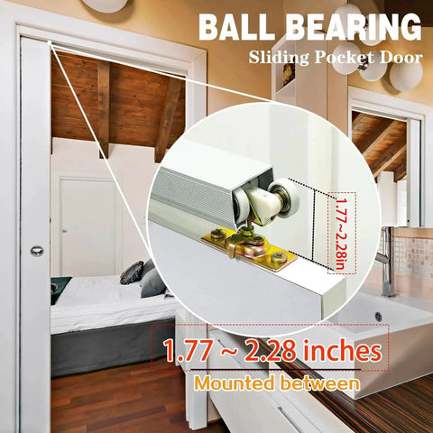 Two Pack Pocket Door Frame Roller Set For Sliding Doors Top Hanger Rollers For Johnson Hardware Kit 1125 And 1500, installed view