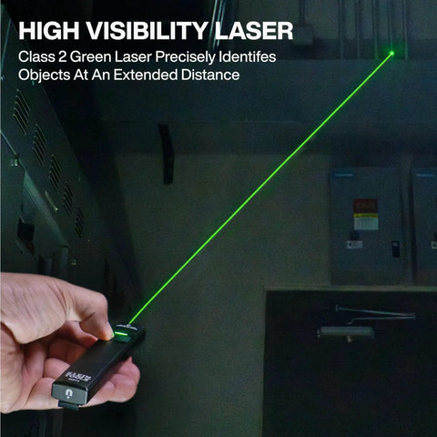 Rechargeable EDC pocket flashlight with a precise green laser delivers up to 1000 lumens in Turbo, used in dark setting