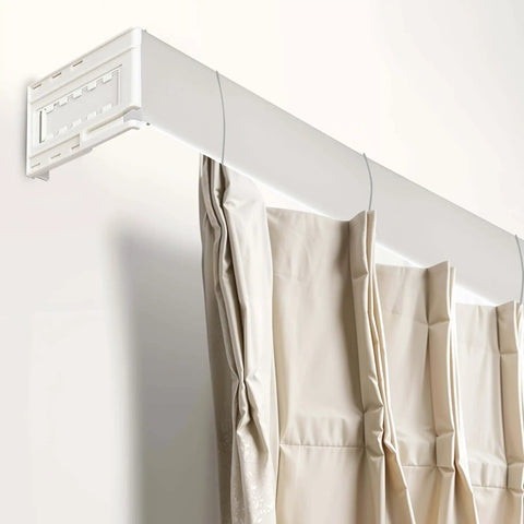 2.5 Inch Pocket Rod Brackets For Drapery Adjustable 3.5 To 6 Inch Clearance Universal Fit For Wide Pocket Rods shown installed