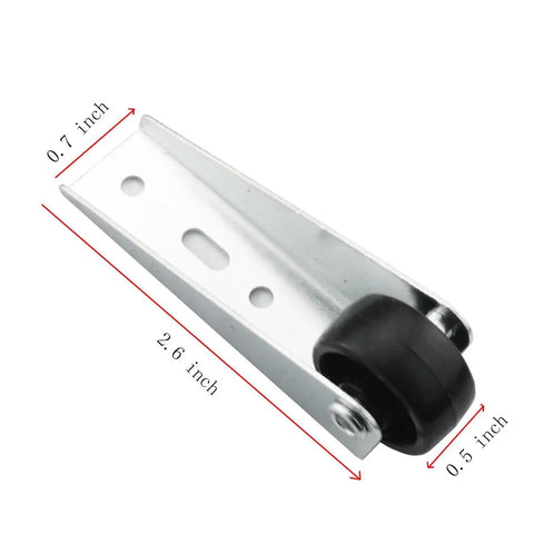 Four Pack Point Nine Inch Silent Rubber Casters with vertical mounting extension brackets and non-slip swivel.