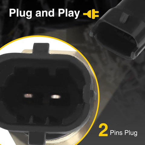 Engine coolant temperature sensor connector, 2-pin plug, black plastic, for Polaris Ranger and RZR vehicles