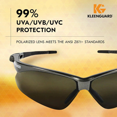 Polarized Safety Glasses With Smoke Lenses Gunmetal Frame Unisex Case Included