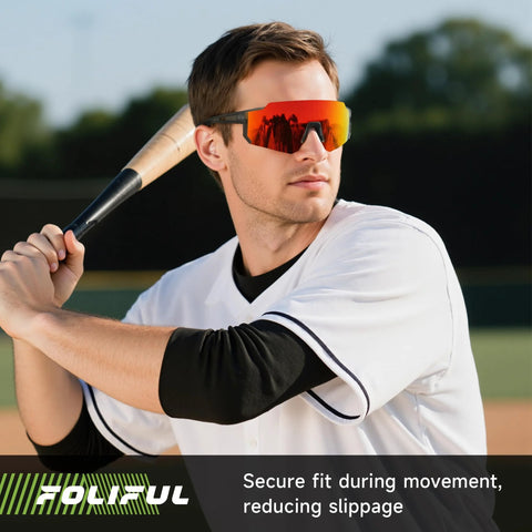 3 Pack Polarized Sunglasses For Men And Women UV400 Protection Glasses Gray worn by baseball player