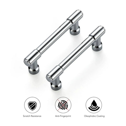 20 Pack 3 Inch Hole Center Solid Kitchen Cabinet Handles In Polished Chrome Dresser Pulls With Scratch Resistance and Anti-Fingerprint Features