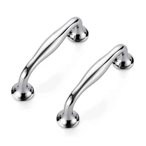 Pair of 3 Inch Polished Chrome Cabinet Handles Solid Zinc Alloy Pulls for Cupboards and Drawers, Modern Kitchen Hardware