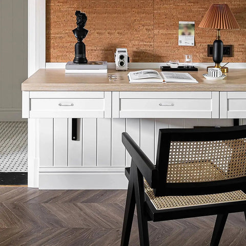 Home office with desk featuring 20 Pack 3-3/4 Inch Polished Chrome Cabinet Handles Solid Zinc Alloy Cupboard And Drawer Pulls For Kitchen Cabinets