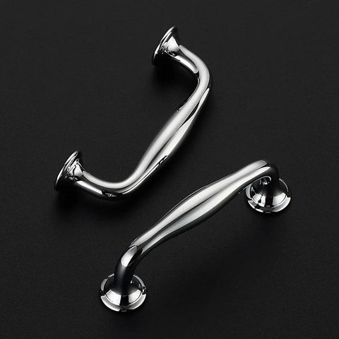 3 Inch Polished Chrome Cabinet Handles Solid Zinc Alloy Pulls For Cupboards And Drawers shown against a black background