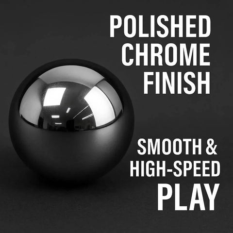 Polished chrome 1/2" precision steel bearing ball with "Smooth & High-Speed Play" text, part of (25 Qty) 1/2" Inch (0.50") Precision Chrome Steel Bearing Balls G25.