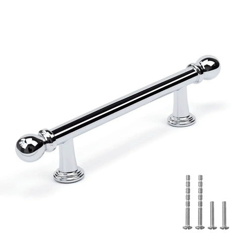 10 Pack Polished Nickel Cabinet Pulls 3 Inch Hole Center 76mm Solid Zinc Alloy Drawer Handles with screws shown