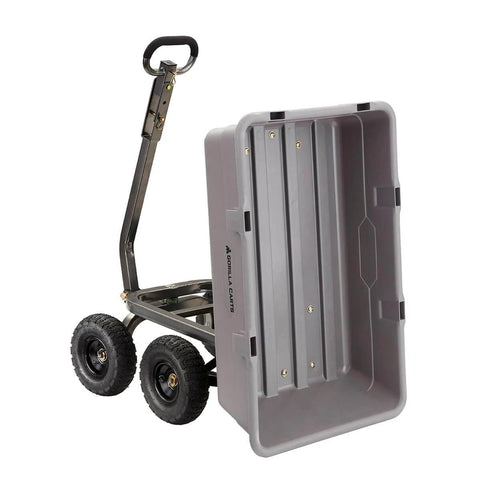 Heavy Duty Poly Dump Cart with 5 Cu Ft Tub 800 LB Haul Capacity Towable Utility Wagon with Quick Release Dumping and Pneumatic Tires image