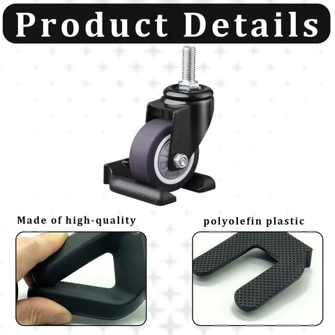 Close-up of an 8 Pcs Wheel Stoppers For Rolling Furniture And Beds Prevent Sliding Fits 5 Cm Diameter Casters Protects Hardwood Floors