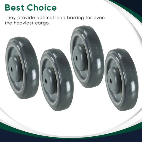 5 Inch Diameter Polyurethane Shopping Cart Wheel Replacement Kit With Stepped Tread Face Double Ball Bearing Heavy Duty Caster 1000 Lb Capacity Per Wheel Pack Of 4 Gray Quiet Smooth Operation For Industrial And Retail Carts