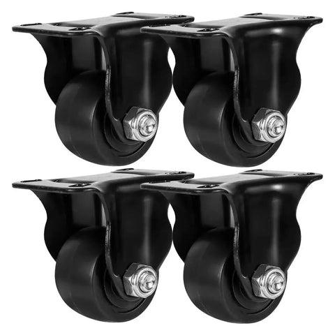 1.5 Inch Heavy Duty Polyurethane Caster Wheels, Rigid Fixed Non Swivel, Industrial Grade, Pack of 4 for heavy carts in workshops