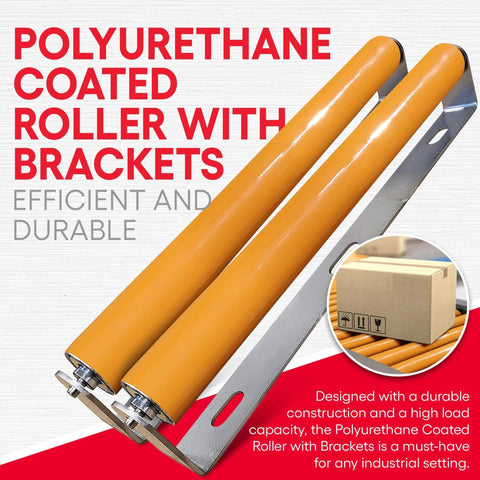 ✝️ Polyurethane Coated Roller with Bracket - Industrial Grade Conveyor Roller for Smooth Material Handling, Durable Construction