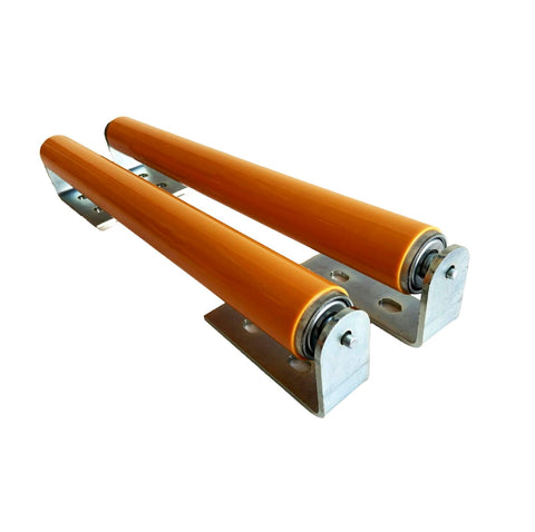 Polyurethane Coated Long Roller With Bracket Set 16" Length, 1.5" Diameter Conveyor Galvanized Steel, pack of 2 for smooth motion