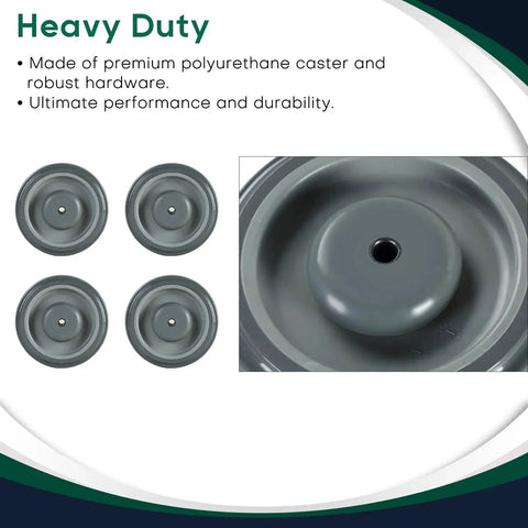 5 Inch Diameter Polyurethane Shopping Cart Wheel Replacement Kit With Stepped Tread Face Double Ball Bearing Heavy Duty Caster 1000 Lb Capacity Per Wheel Pack Of 4 Gray Quiet Smooth Operation For Industrial And Retail Carts