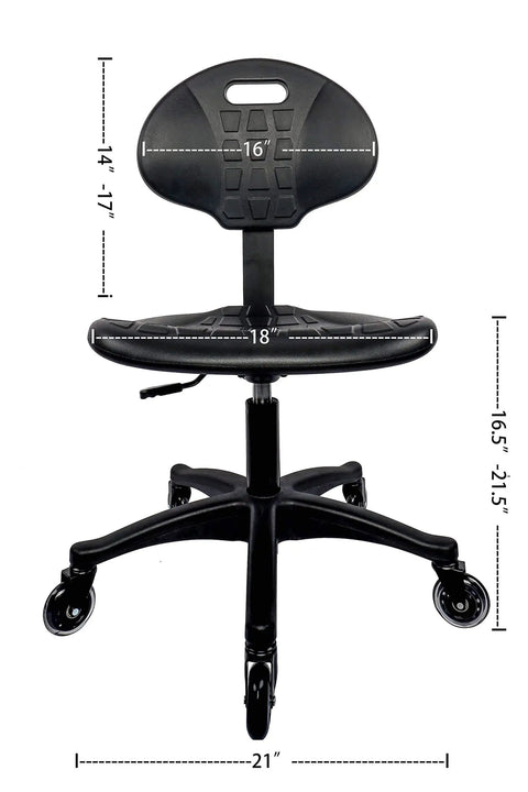 Front view of All Purpose Heavy Duty Stool For Medical Lab Cleanroom Spa Salon Office Workshop And Garage Desk Height 17 To 22 Inches
