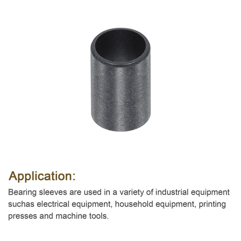 10mm Bore Sleeve Bearing 12mm Outer Diameter 20mm Length POM Self Lubricating Oilless Bushings Black front view