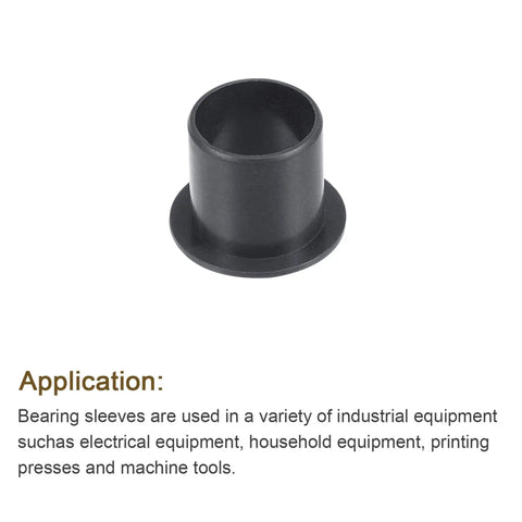 Flanged Sleeve Bearing Set, 15mm Bore, 17mm OD, 17mm Length, Flange Diameter 23mm, POM Self-Lubricating Oilless Bushings, Black