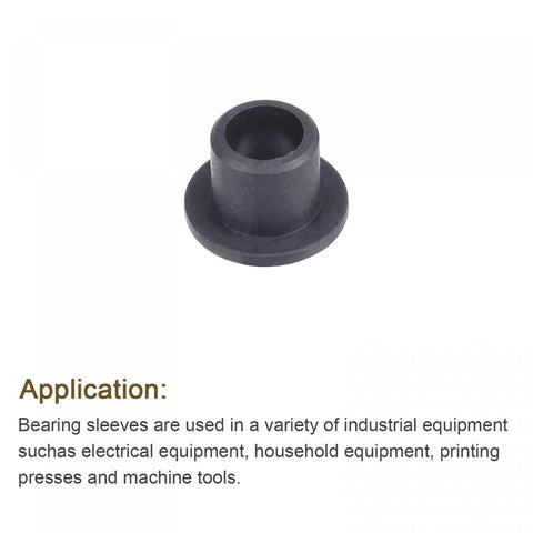 Flanged Sleeve Bearings 5mm Bore 7mm OD 7mm Length POM Self Lubricating Wrapped Oilless Bushings in black, single piece