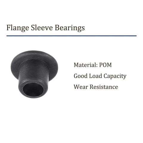 4 Pack Flanged Sleeve Bearings 3mm By 4.5mm By 5mm POM Oilless Bushing black self-lubricating